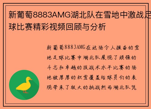 新葡萄8883AMG湖北队在雪地中激战足球比赛精彩视频回顾与分析