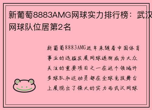 新葡萄8883AMG网球实力排行榜：武汉网球队位居第2名