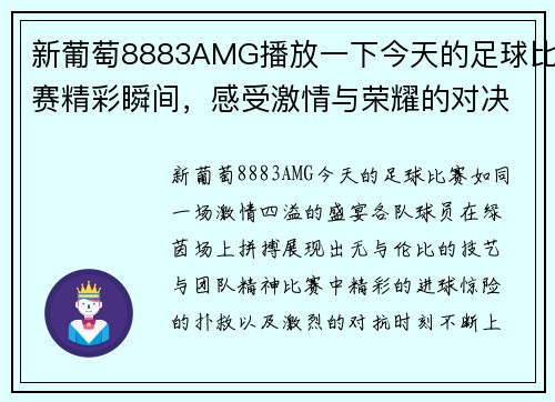 新葡萄8883AMG播放一下今天的足球比赛精彩瞬间，感受激情与荣耀的对决时刻
