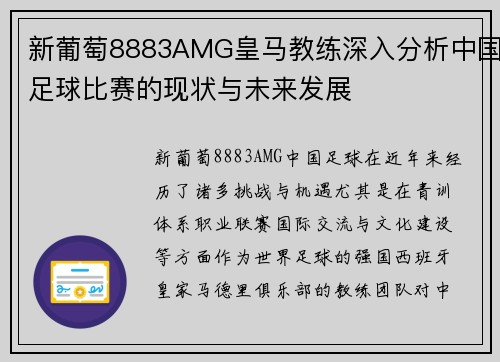 新葡萄8883AMG皇马教练深入分析中国足球比赛的现状与未来发展