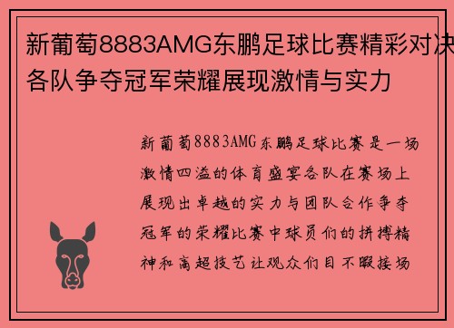 新葡萄8883AMG东鹏足球比赛精彩对决各队争夺冠军荣耀展现激情与实力