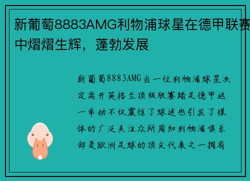 新葡萄8883AMG利物浦球星在德甲联赛中熠熠生辉，蓬勃发展